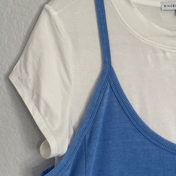 Sincerely Jules 2 piece French Terry Blue Overalls and Tee Sz: Lg Color: Lt Blue - Picture 5 of 11